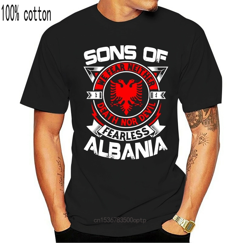 두려움없는 알바니아의 아들 우리는 죽음이나 악마 티셔츠를 두려워하지 않습니다.